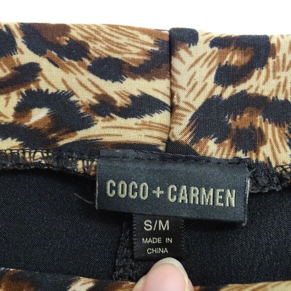 Coco Carmen Leopard Animal Print Leggings Women Size S-M Zipper Pockets Stretch - Picture 5 of 12